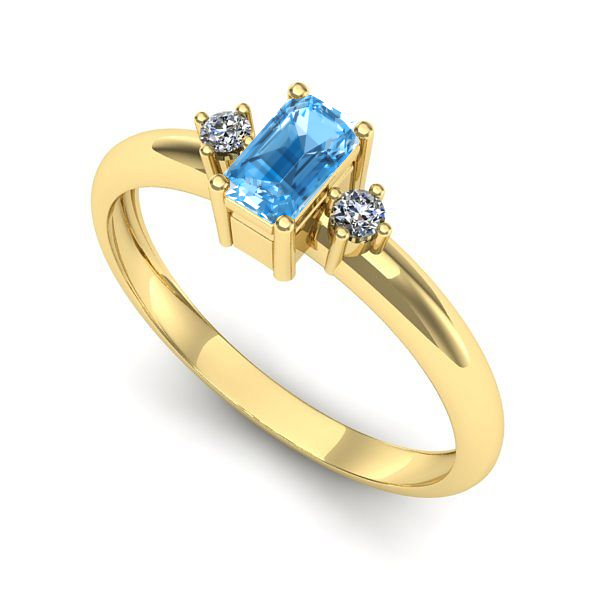 Inel de logodna din aur galben cu topaz blue