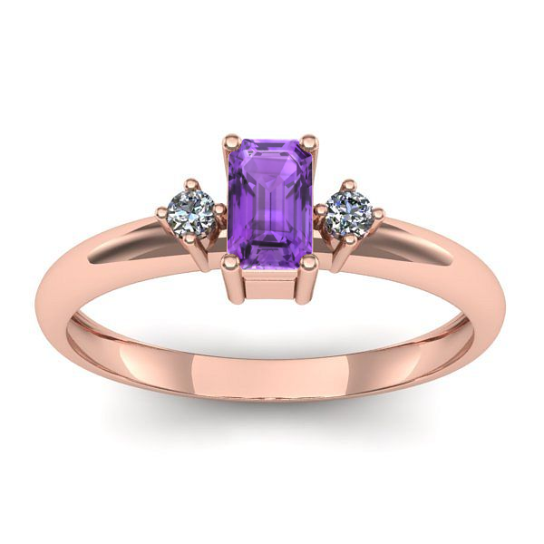 Inel logodna cu ametist dreptunghiular
