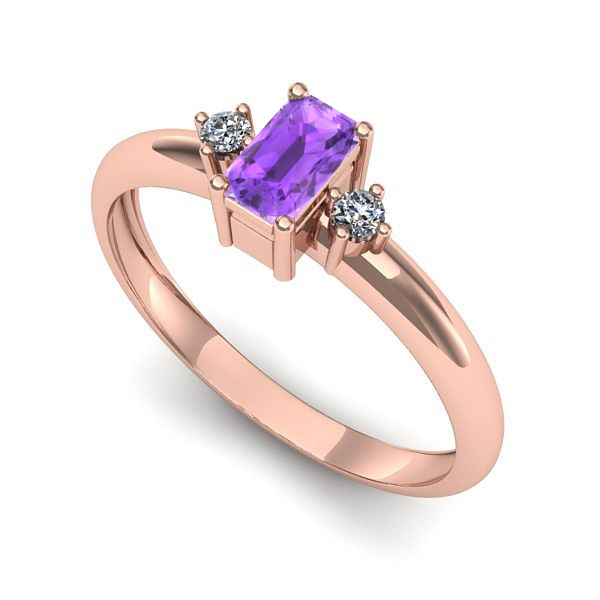 Inel de logodna din aur roz cu ametist