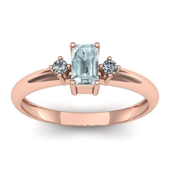 Inel logodna cu aquamarin dreptunghiular