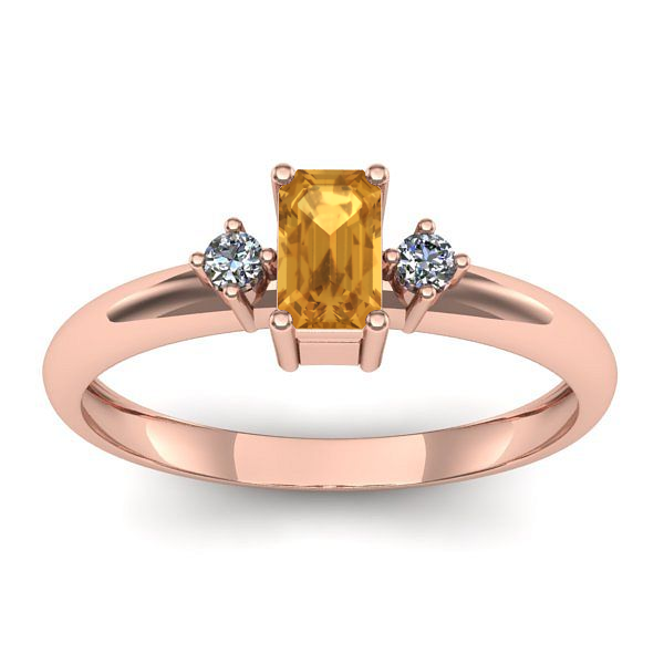 Inel cu citrin dreptunghiular