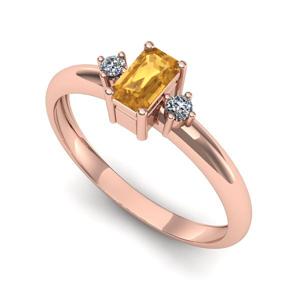 Inel logodna din aur roz cu citrin