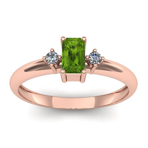 Inel de logodna cu peridot dreptunghiular