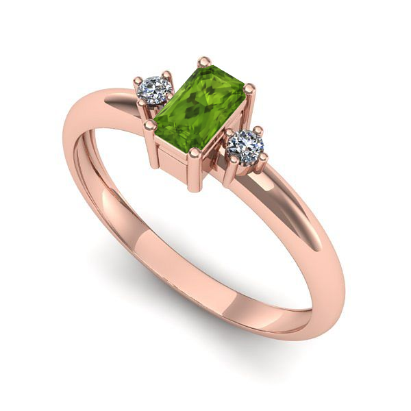 Inel logodna din aur roz cu peridot