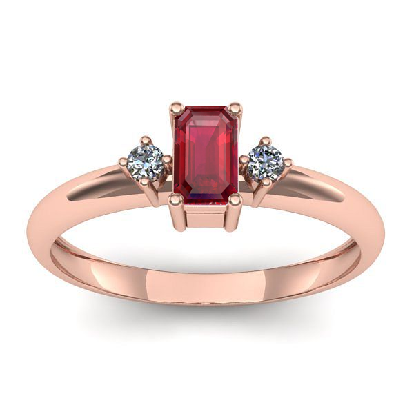 Inel logodna cu rubin dreptunghiular