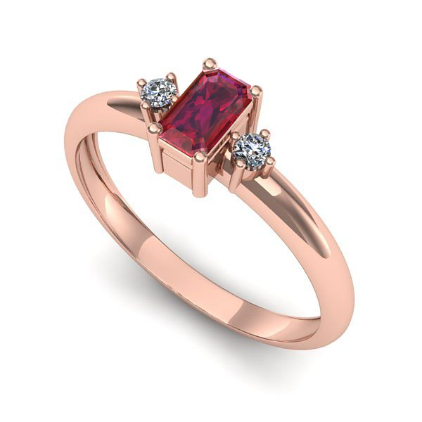 Inel logodna din aur roz cu rubin