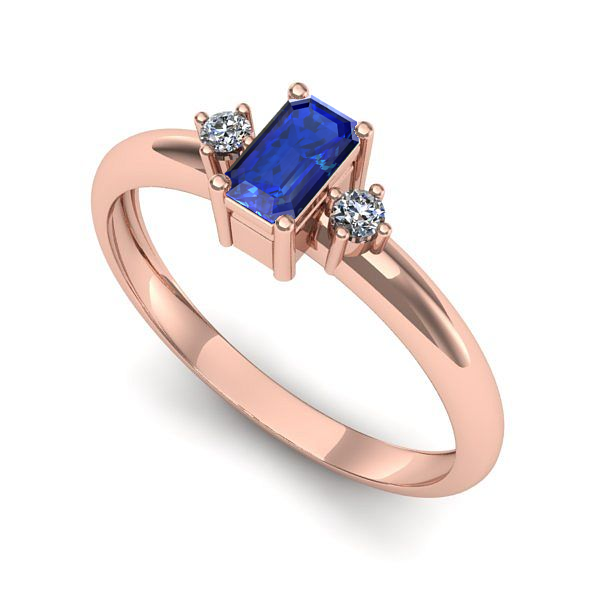 Inel din aur roz cu safir