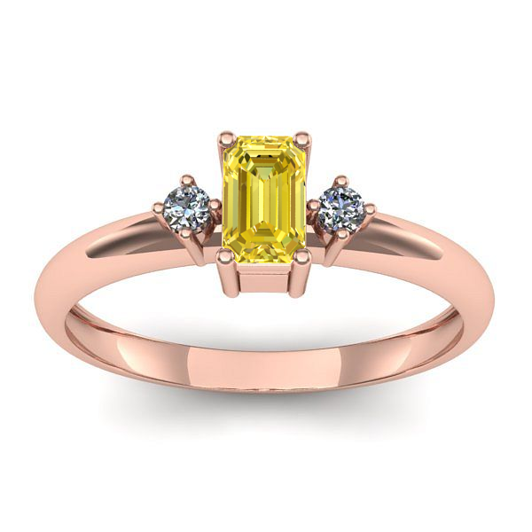 Inel de logodna cu safir galben dreptunghiular