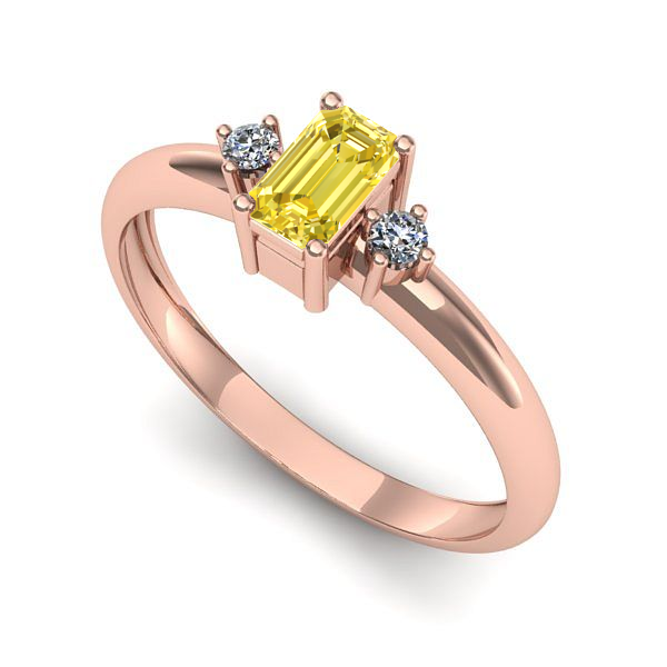 Inel din aur roz cu safir galben