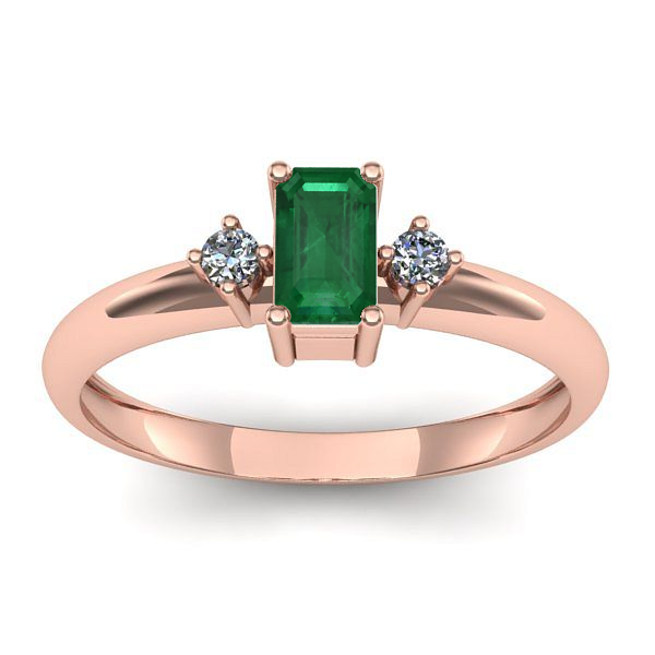 Inel de logodna cu smarald dreptunghiular