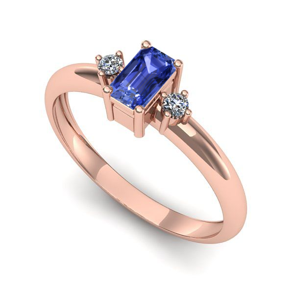Inel de logodna din aur roz cu tanzanit