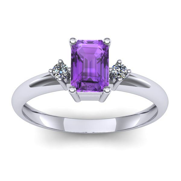 Inel de logodna cu ametist dreptunghiular