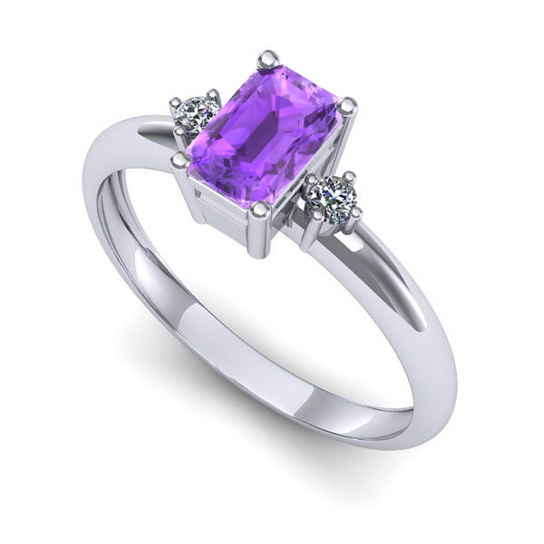 Inel de logodna din aur alb cu ametist