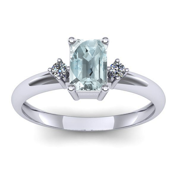 Inel de logodna cu aquamarin dreptunghiular