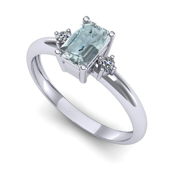 Inel logodna din aur alb cu aquamarin
