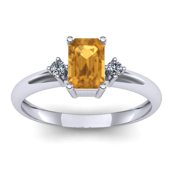 Inel cu citrin dreptunghiular