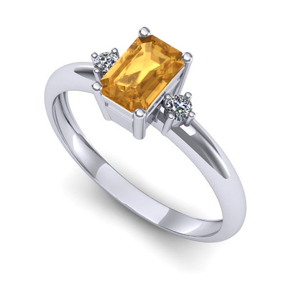 Inel de logodna din aur alb cu citrin