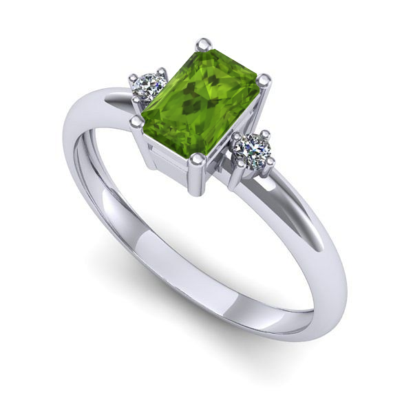 Inel de logodna din aur alb cu peridot