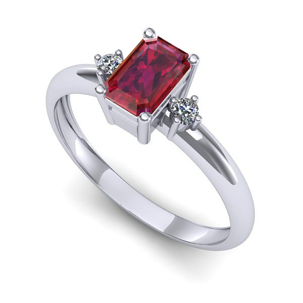 Inel de logodna din aur alb cu rubin