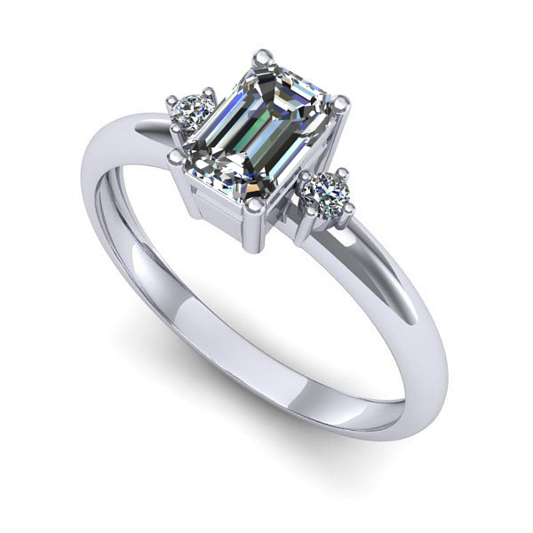 Inel de logodna din aur alb cu safir alb