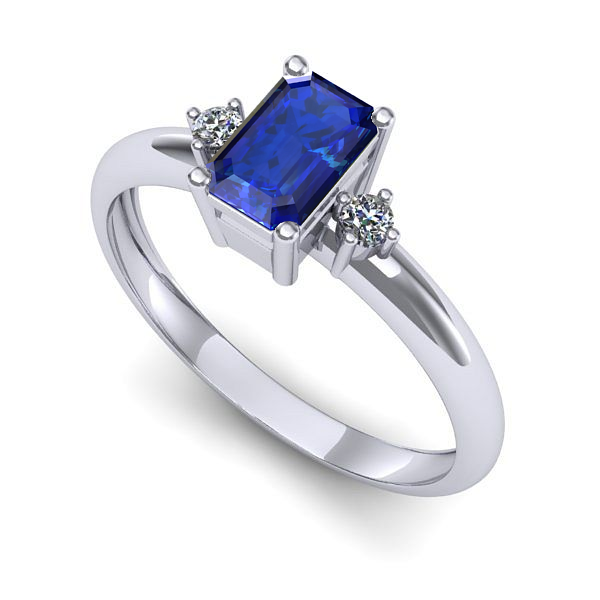 Inel din aur alb cu safir