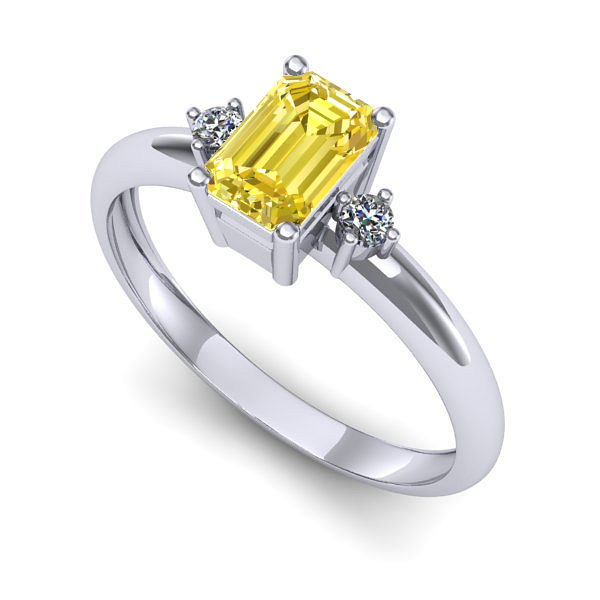 Inel de logodna din aur alb cu safir galben