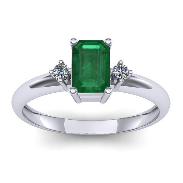 Inel logodna cu smarald dreptunghiular