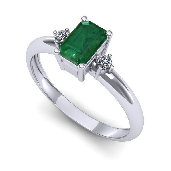 Inel din aur alb cu smarald