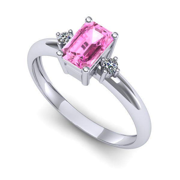 Inel din aur alb cu safir roz