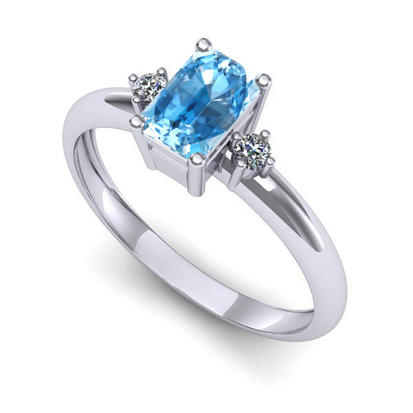 Inel de logodna din aur alb cu topaz blue