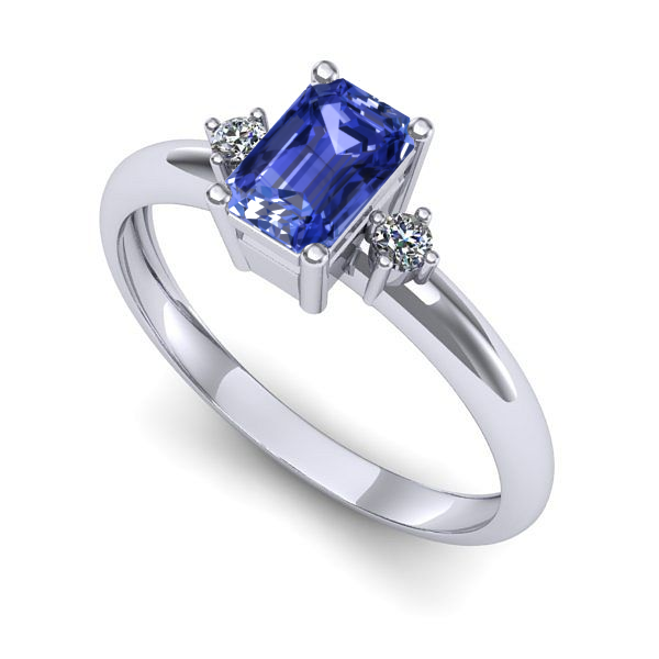 Inel logodna din aur alb cu tanzanit