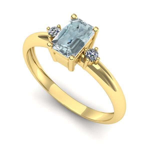 Inel din aur galben cu aquamarin