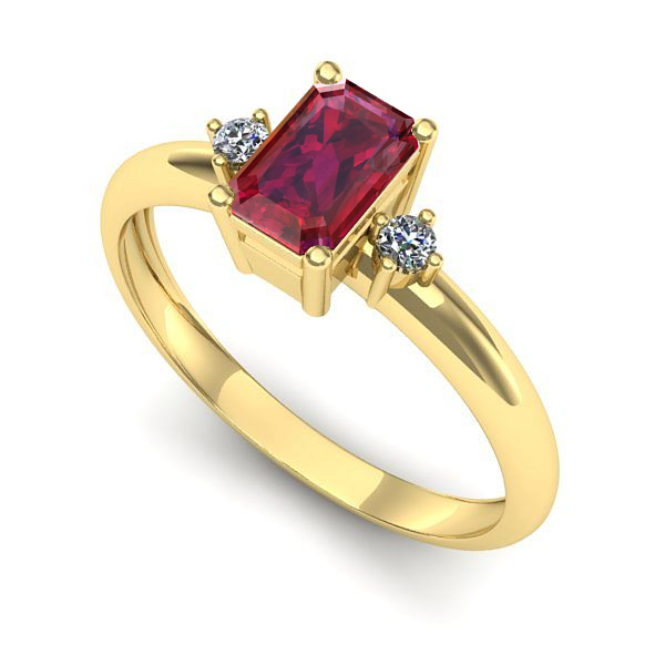 Inel logodna din aur galben cu rubin