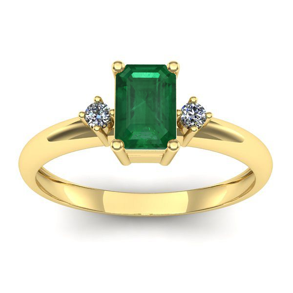 Inel de logodna cu smarald dreptunghiular