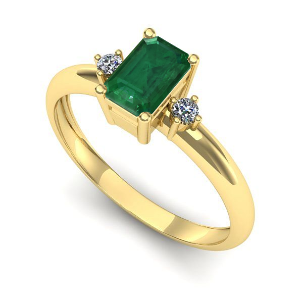 Inel de logodna din aur galben cu smarald