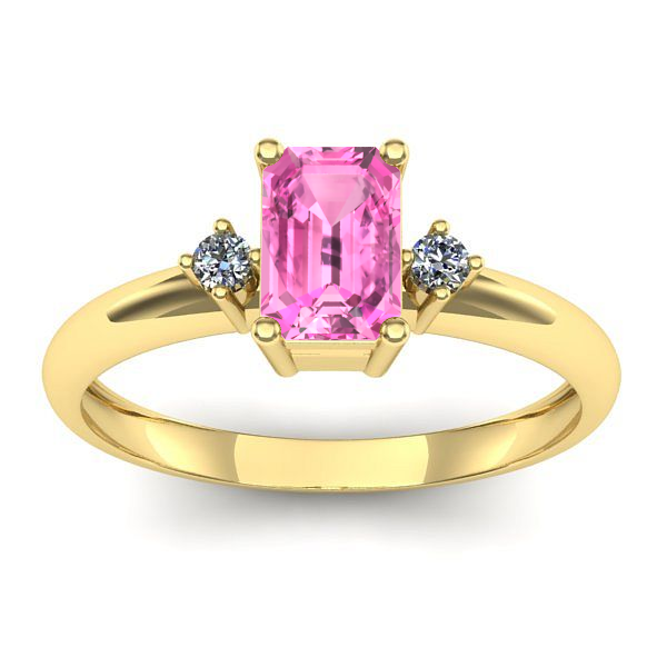 Inel logodna cu safir roz dreptunghiular