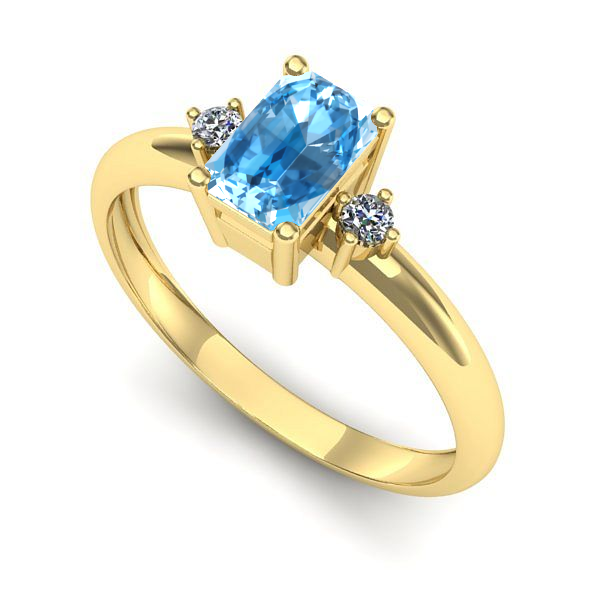 Inel de logodna din aur galben cu topaz blue