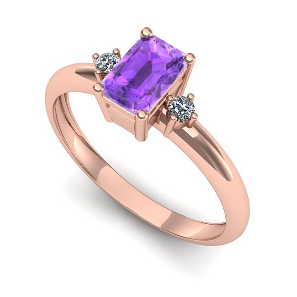 Inel din aur roz cu ametist