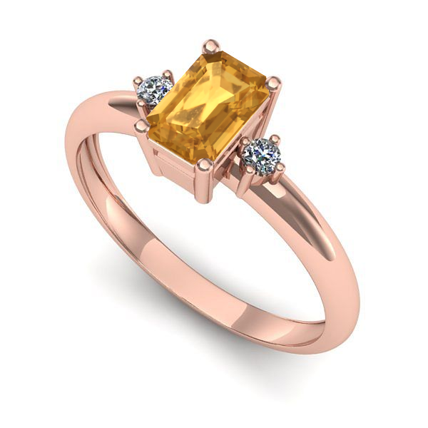 Inel logodna din aur roz cu citrin
