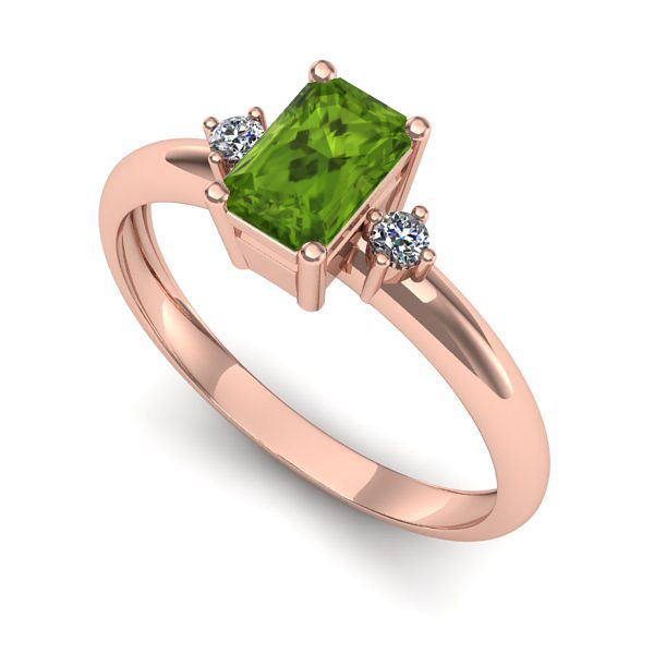 Inel logodna din aur roz cu peridot