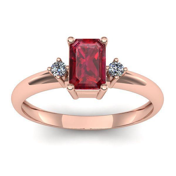 Inel logodna cu rubin dreptunghiular