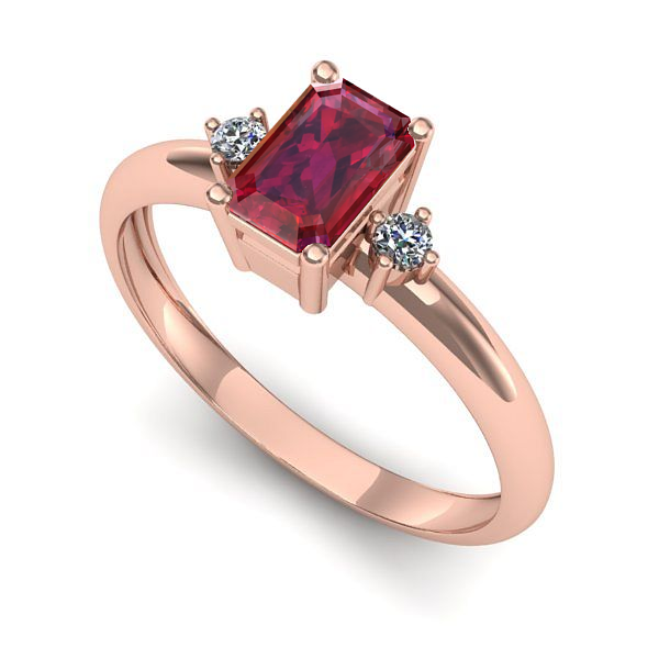 Inel din aur roz cu rubin