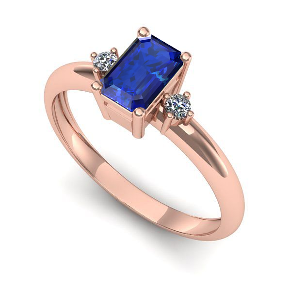 Inel de logodna din aur roz cu safir