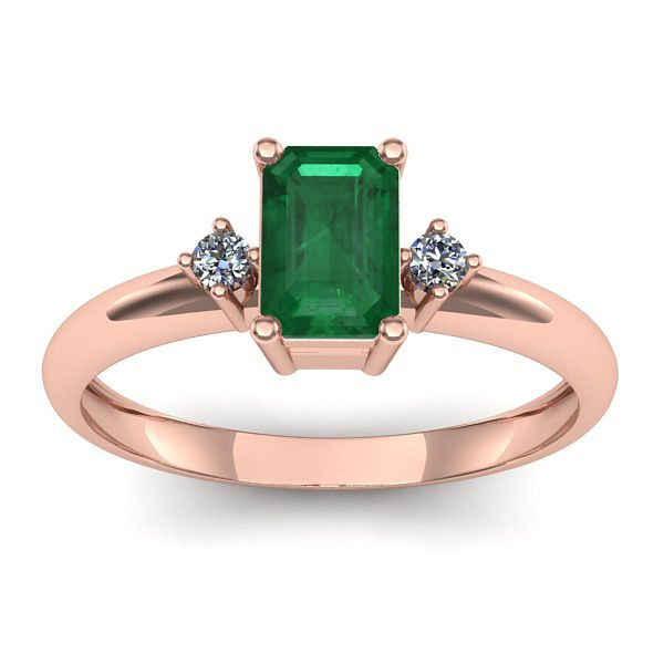 Inel cu smarald dreptunghiular