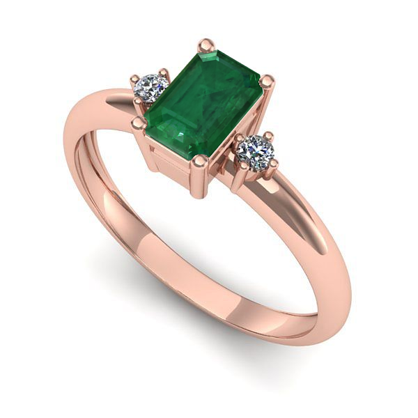 Inel din aur roz cu smarald
