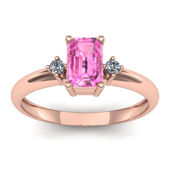 Inel de logodna cu safir roz dreptunghiular