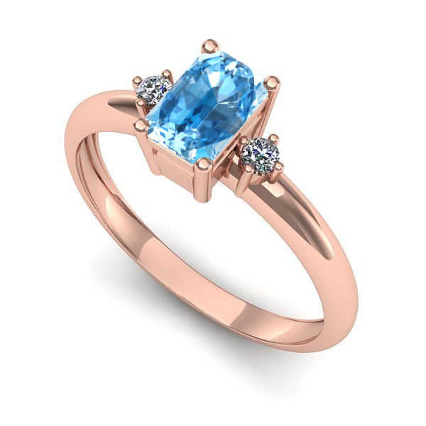 Inel din aur roz cu topaz blue