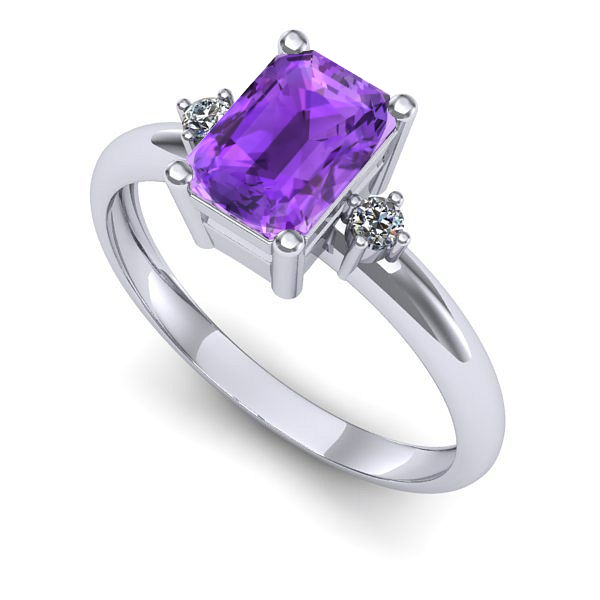 Inel din aur alb cu ametist