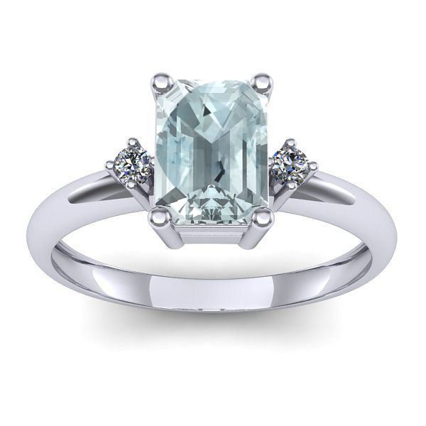 Inel de logodna cu aquamarin dreptunghiular