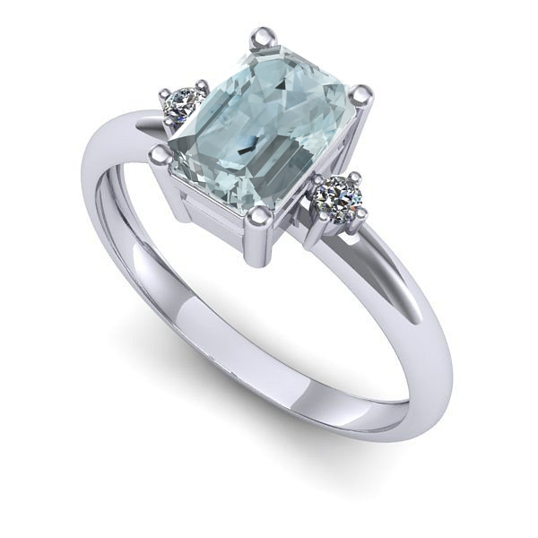 Inel logodna din aur alb cu aquamarin